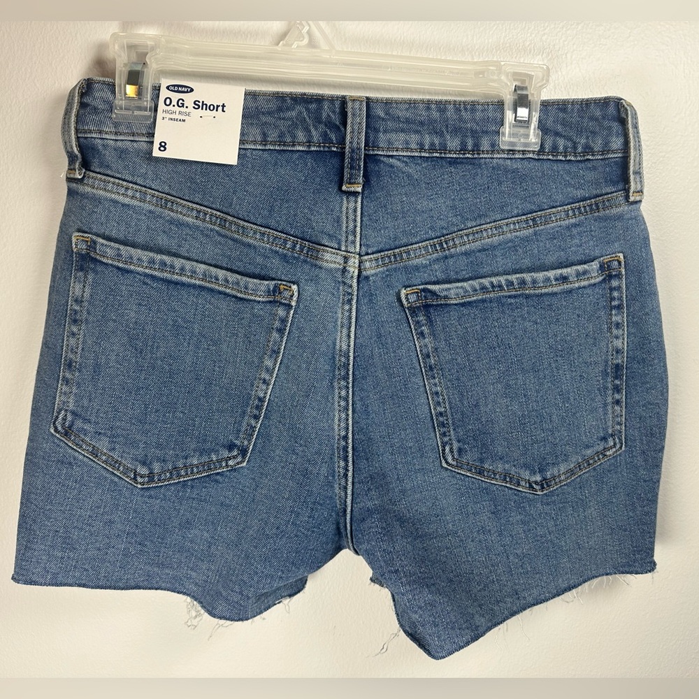 Old Navy Blue Jean Shorts Distressed Raw Hem O.G. Short High Rise size 8 - Picture 2 of 9